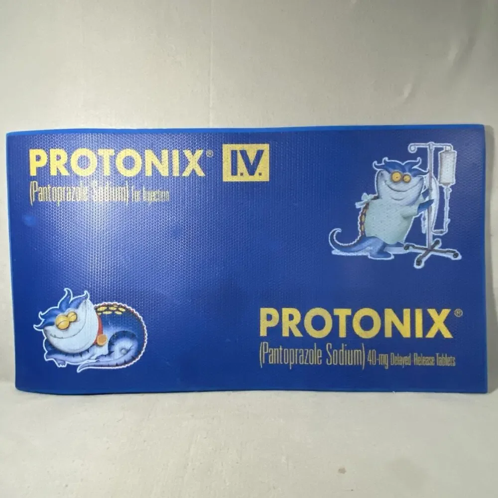 Vintage Protonix Pharmaceutical Drug Rep Blue Foam Floor Mat Pad 22 x 39